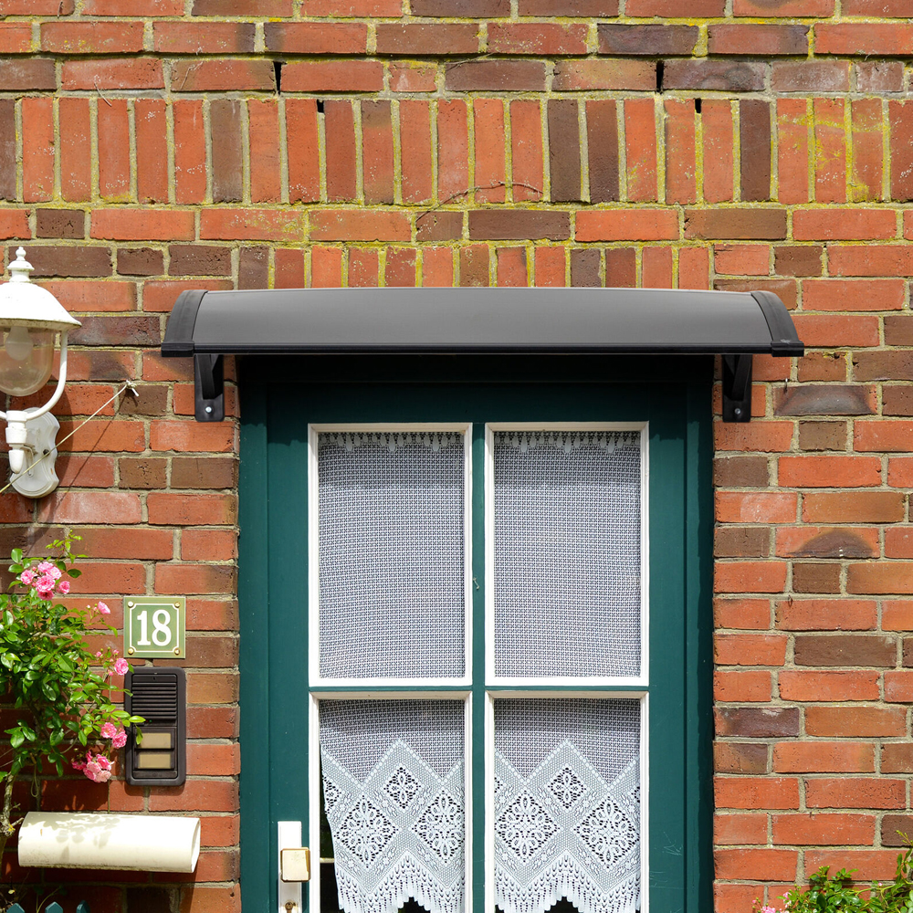 Rain Shelter Door Canopy Black Colour - 100x80CM - Gardens Direct