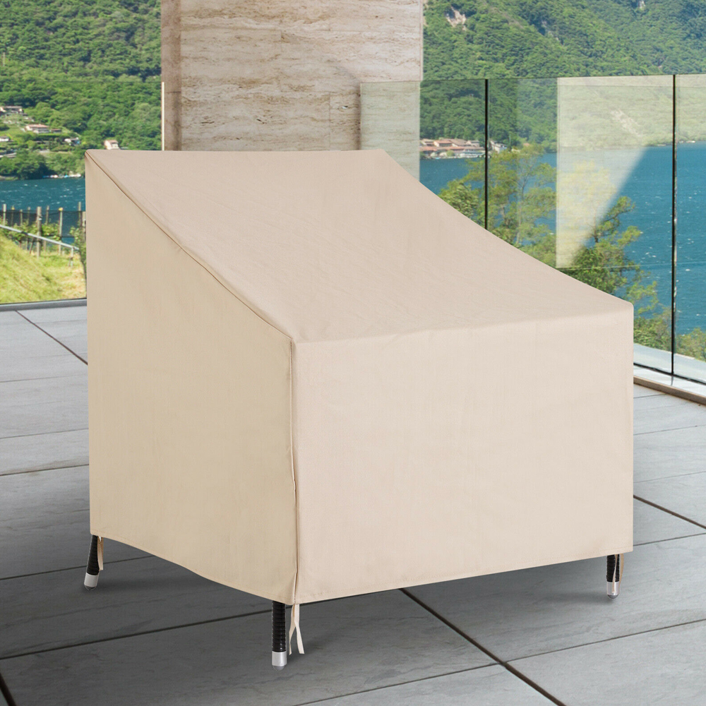 Oxford Fabric Single Chair UV Protector Waterproof Garden Furniture Cover - Beige - Gardens Direct