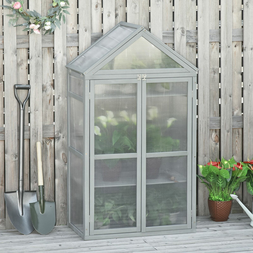 PC Board Wood Effect Garden Cold Frame - 1.5x2.6FT - Gardens Direct