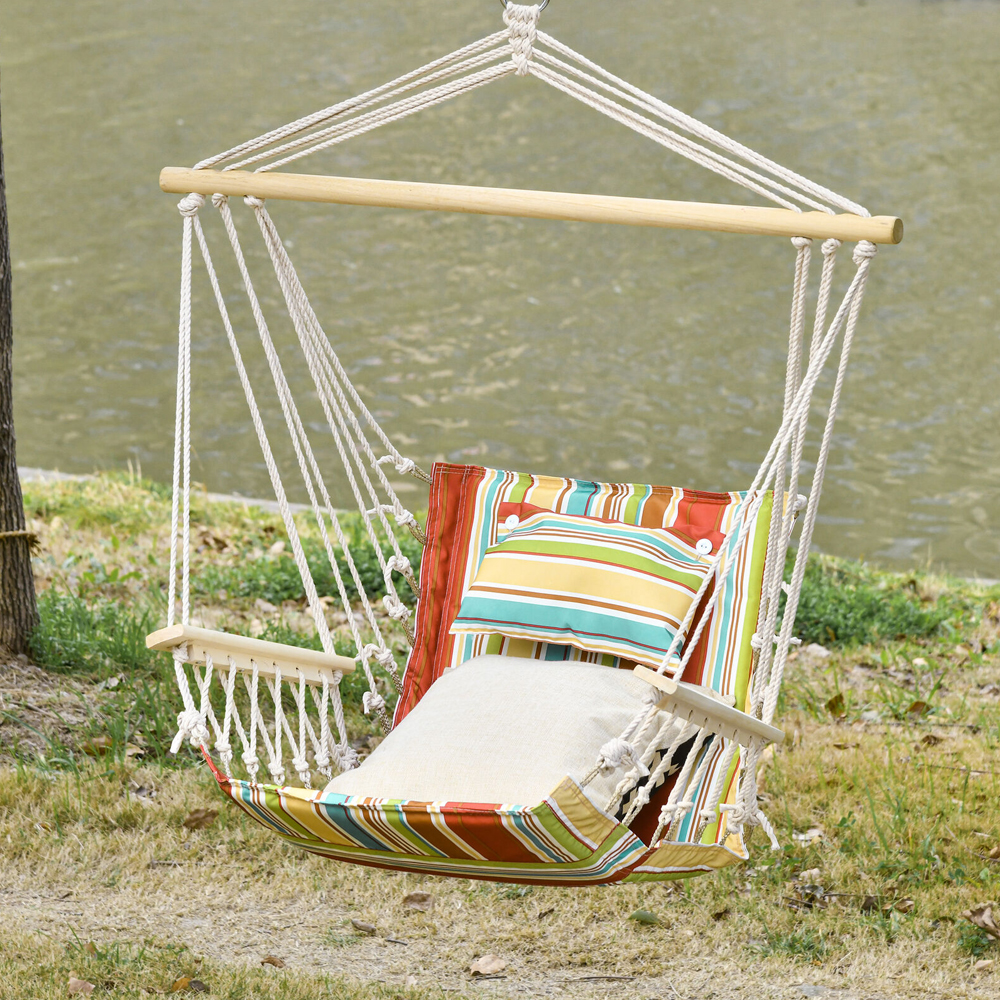 Tree Hanging Garden Hammock Chair - Multi Colour Stripe - Gardens Direct