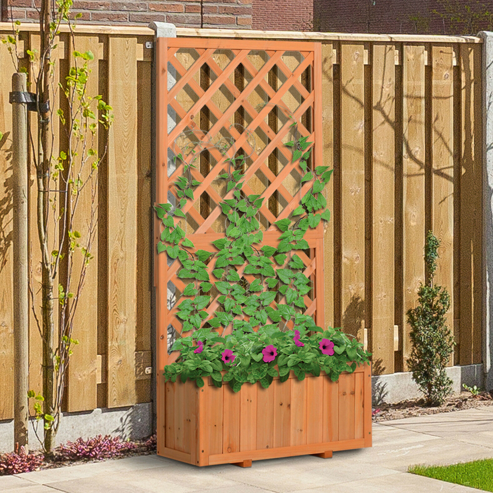 Flower Stand Plant Pine Trough - Wooden - Gardens Direct