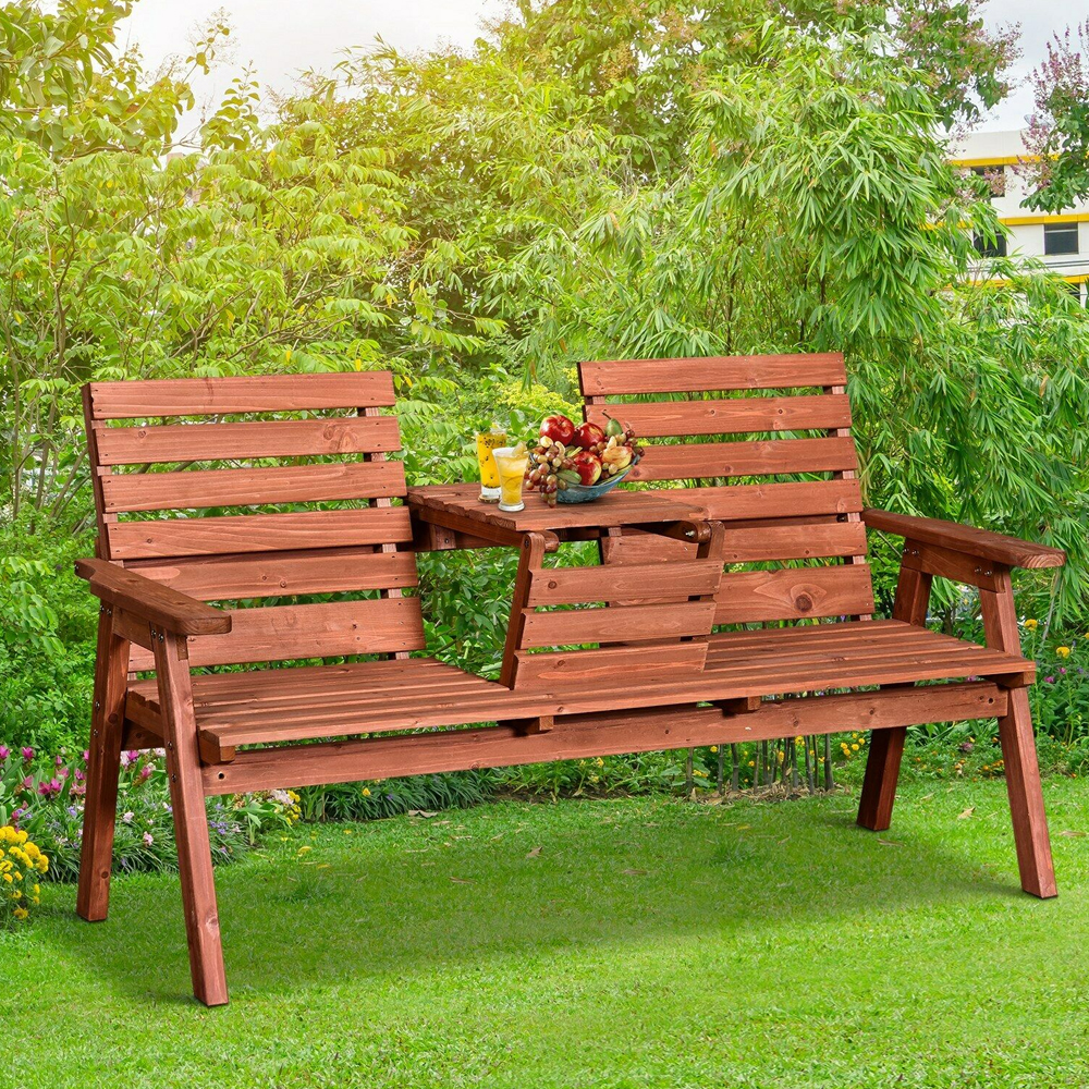 2 3 Seater Wood Convertible Table Garden Bench - Gardens Direct