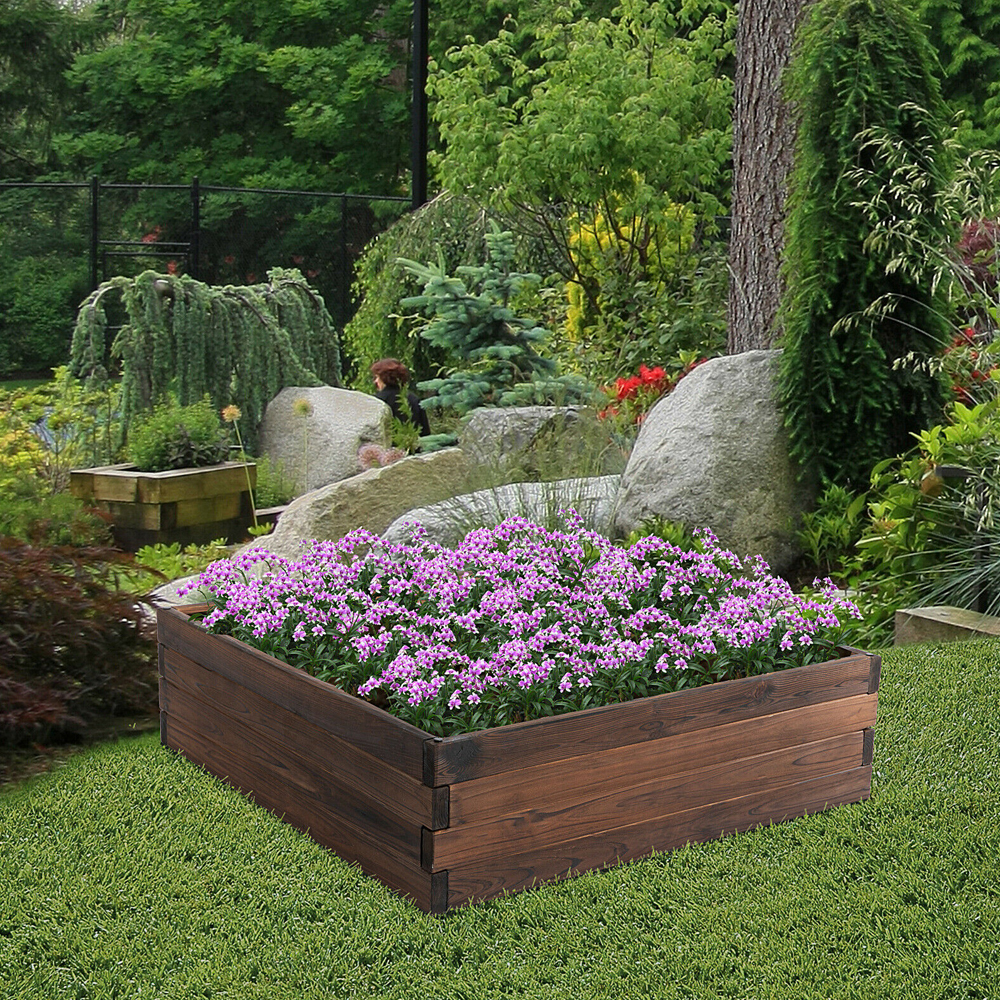 Wooden Planter Grow Garden Raised Bed - 80x80CM - Gardens Direct