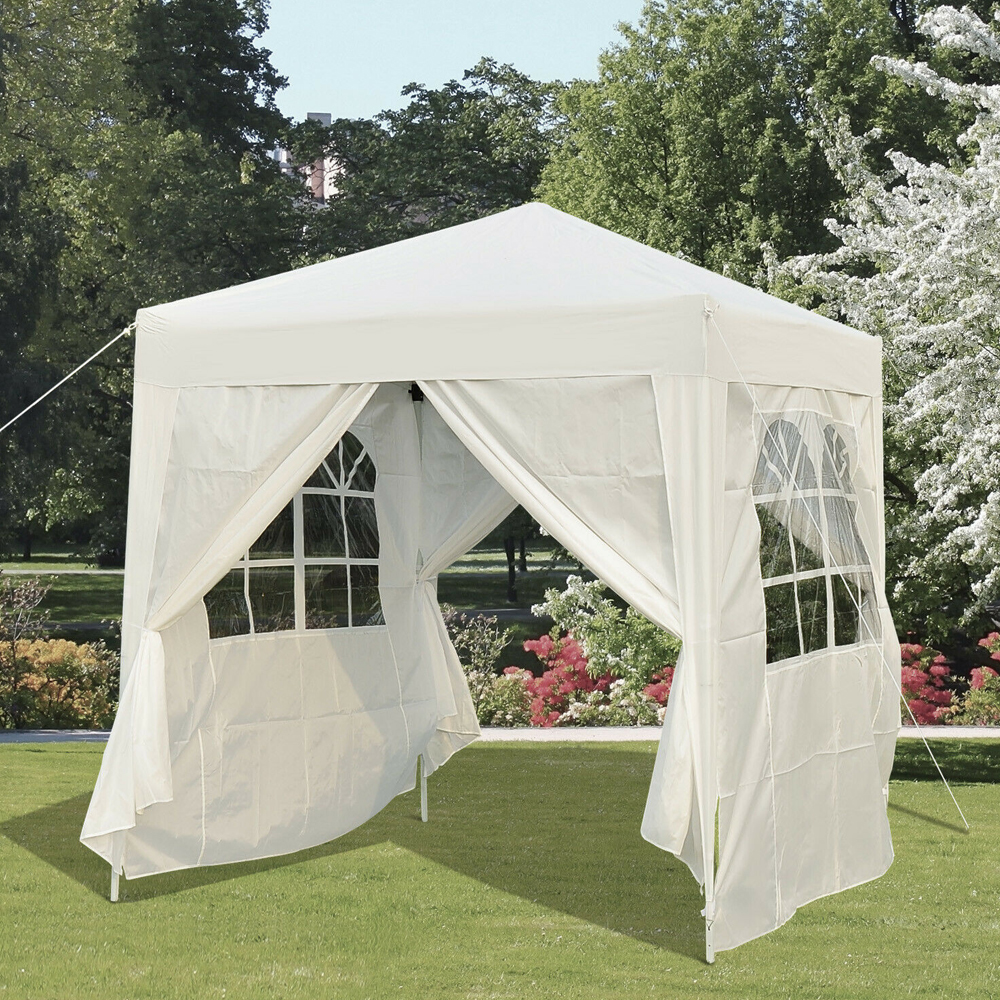 Marquee Pop Up Party Tent with Canopy And Storage Bag White - 2Mx2M - Gardens Direct