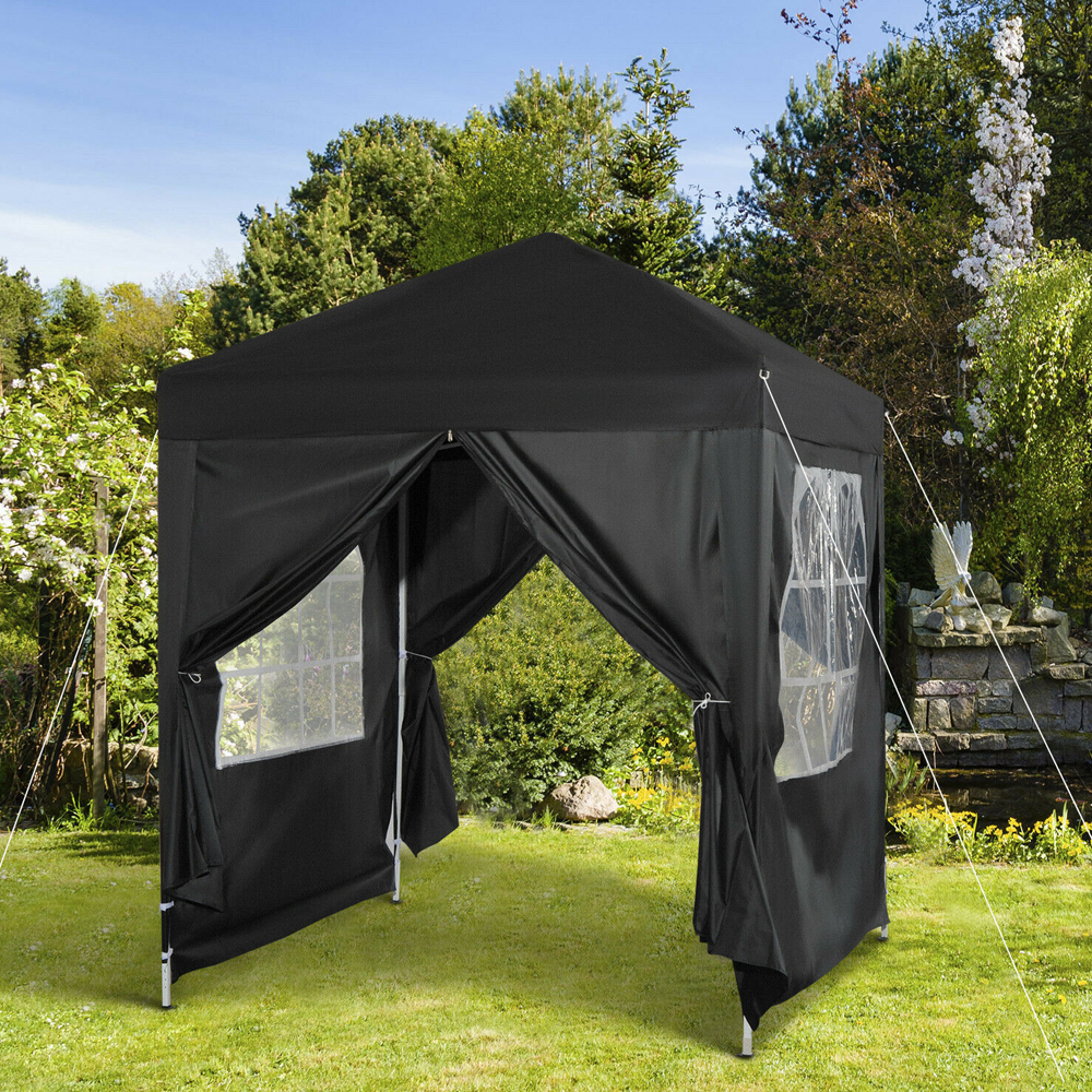 Marquee Pop Up Party Tent With Canopy Storage Bag Black - 2Mx2M - Gardens Direct