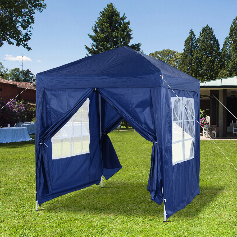 Marquee Pop Up Party Tent with Canopy And Storage Bag Blue - 2Mx2M - Gardens Direct