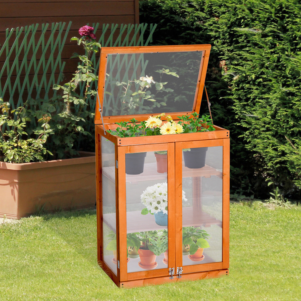 3 tier Wooden Garden Cold Frame With Shelf - Gardens Direct