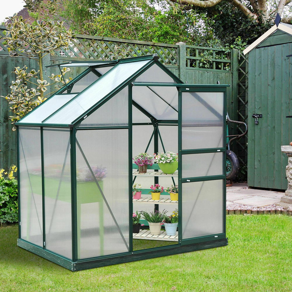 Aluminium Frame Polycarbonate Galvanized Plant Protection - 6x4FT - Gardens Direct