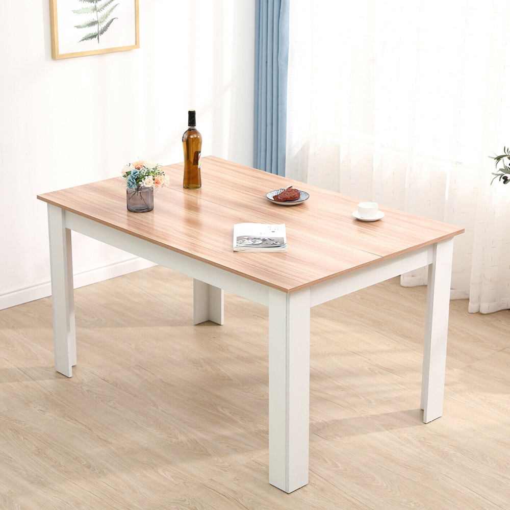 Modern Wooden Oak Finish Small Dining Table - Oak with White - Bedroom & More