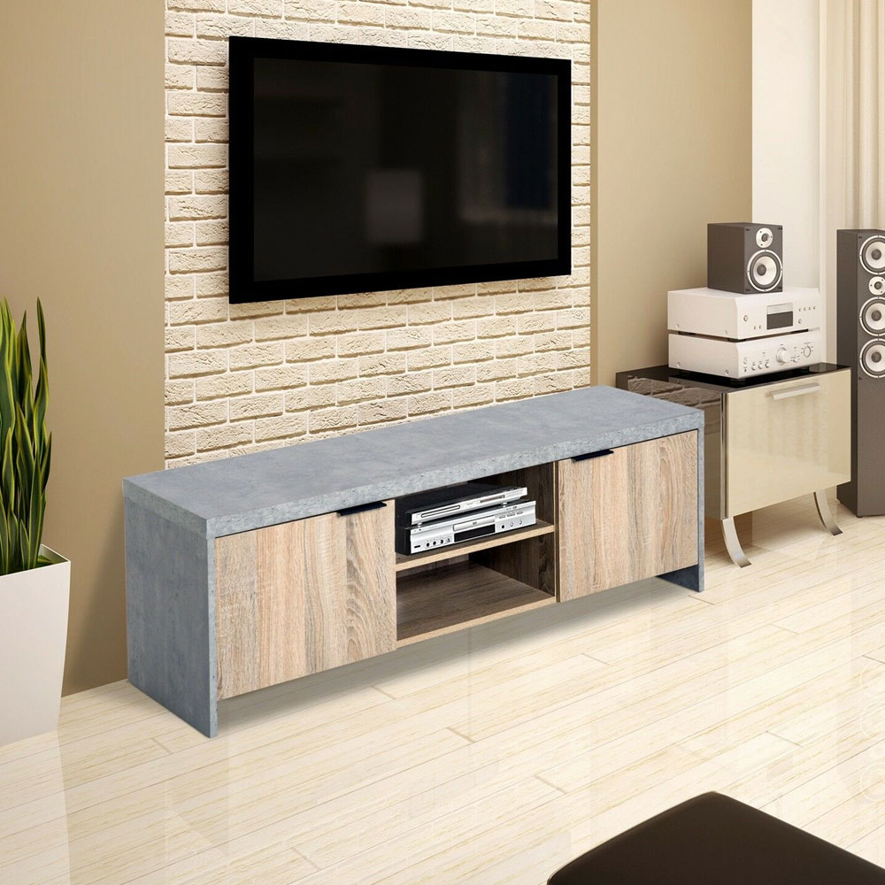 Modern Wooden TV Stand With Drawer and Storage Shelves - Aldo & Ehren