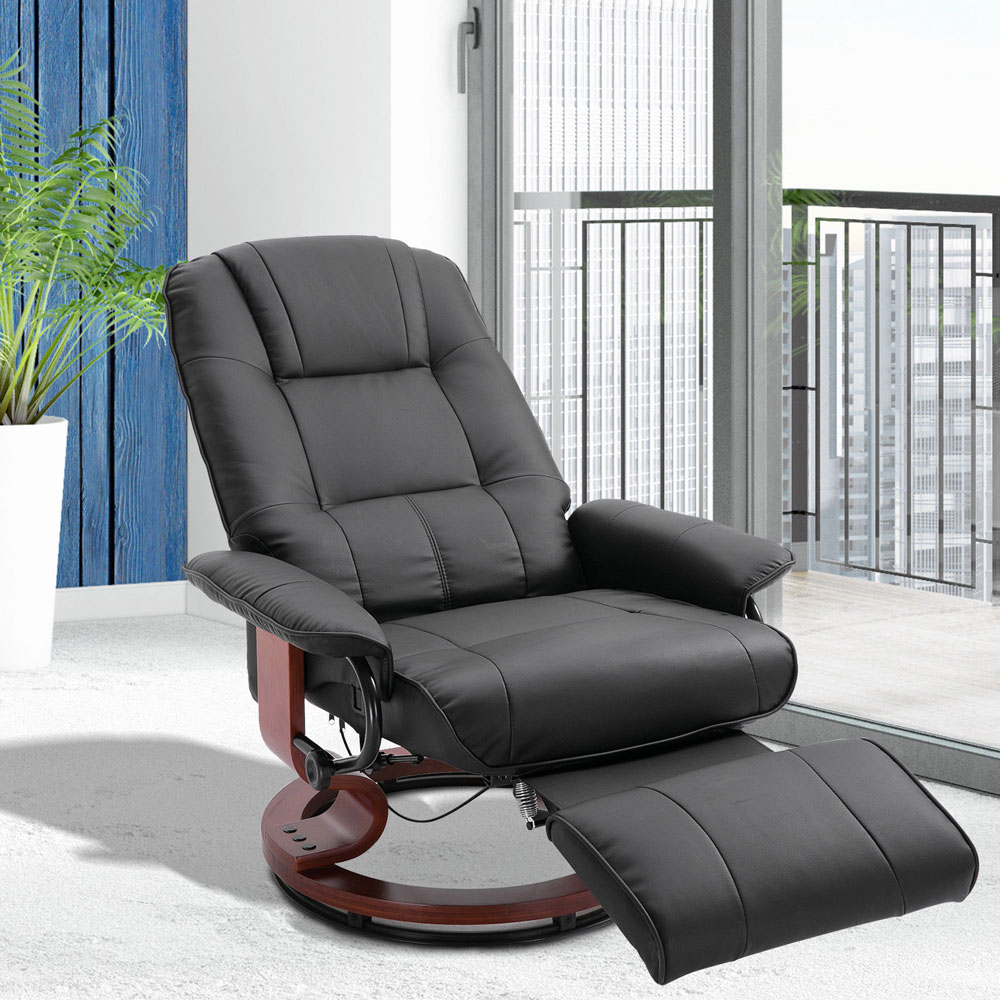 Stylish Ergonomic PU Leather Office Recliner Sofa Plush - Black - Aldo & Ehren