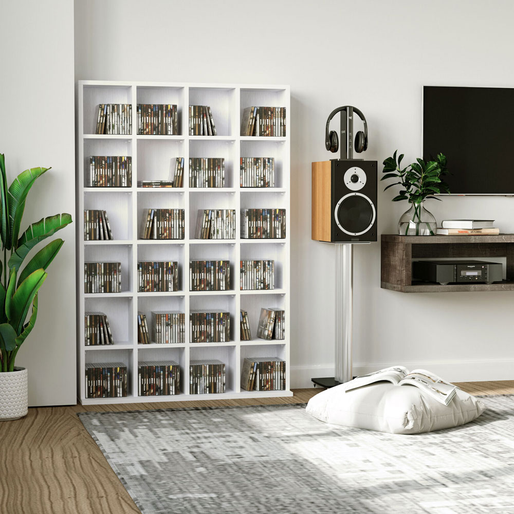 Contemporary And Stylish Design DVD Media Storage Rack 480CD/312 - White - Aldo & Ehren