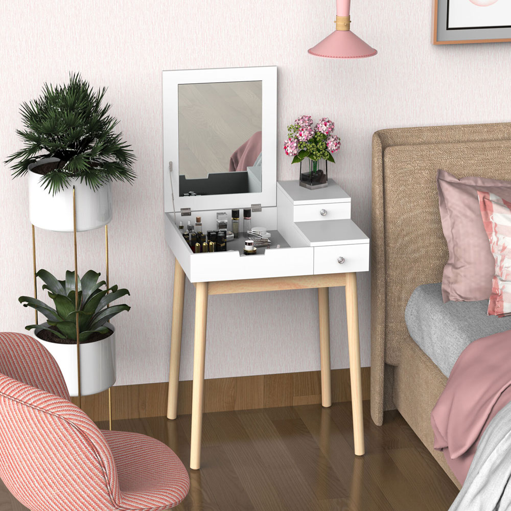 Dressing Table - BRIAR 2 Drawer Dresser White 50cm - Aldo & Ehren