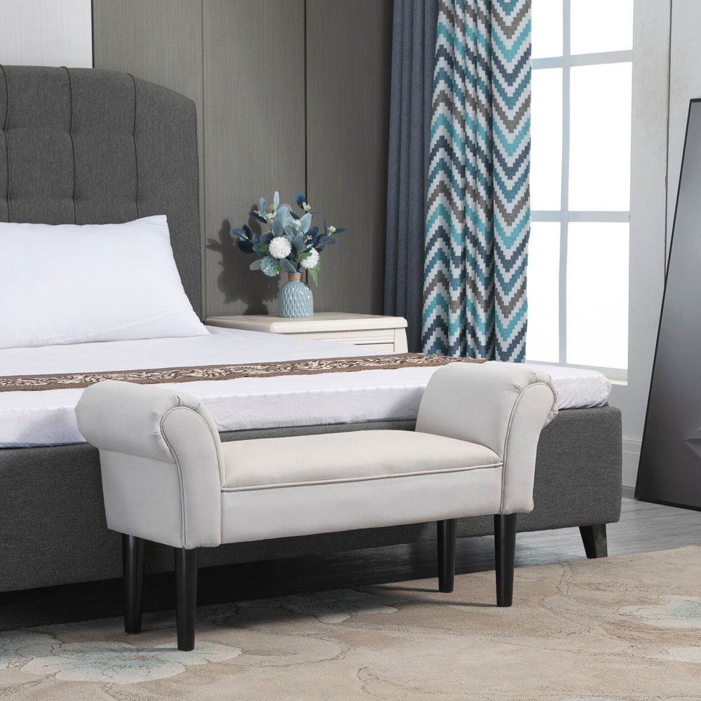 Elegant Wood Legs End Bench - Grey - Aldo & Ehren