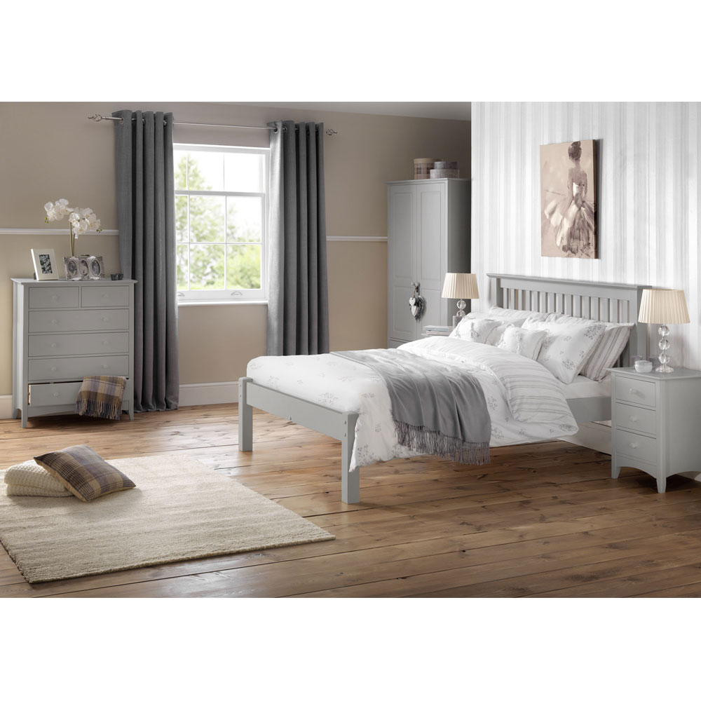 Barcelona Solid Pine and MDF Bed 135cm - Dove Grey - JB Collections