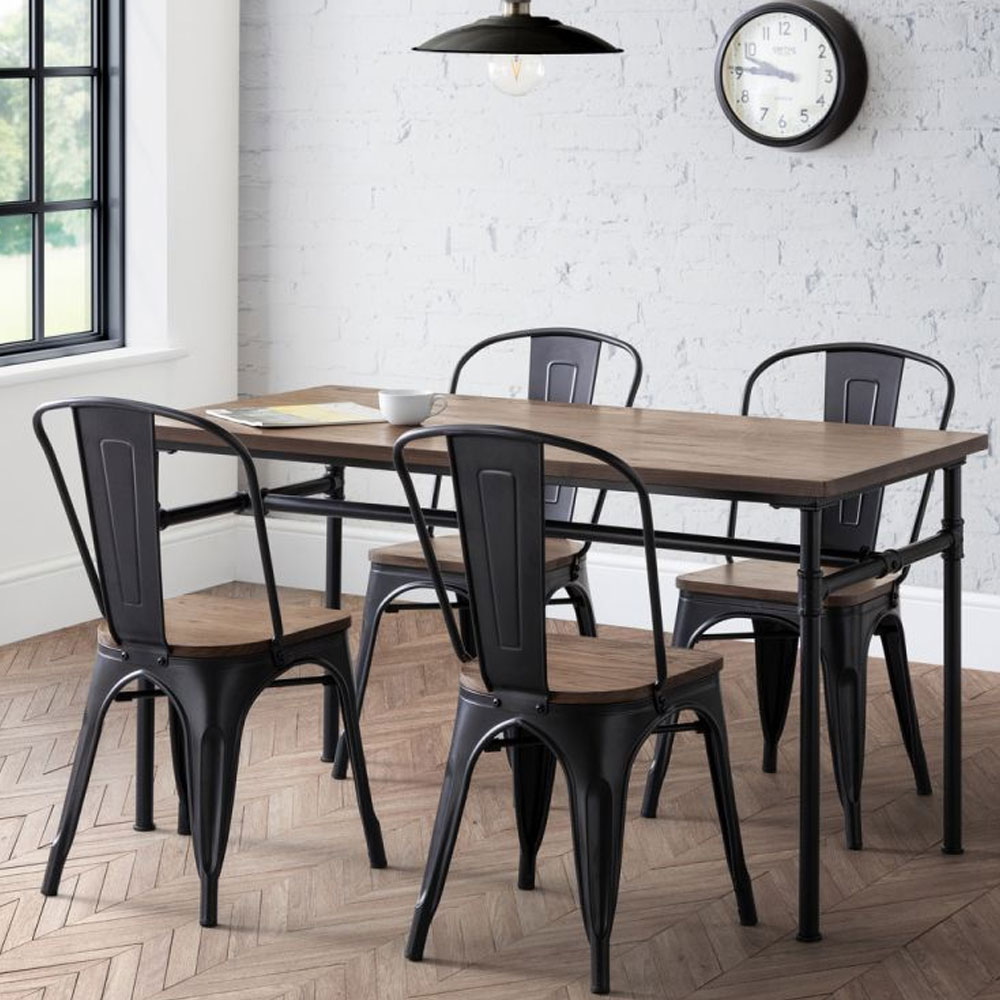 Carnegie Industrial Design Solid Elm Wood Dining Table - Black - JB Collections