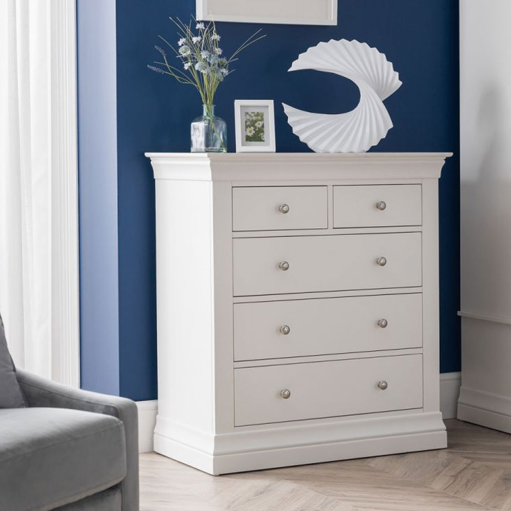 CASSIAN White Chest of Drawers - Medium-sized, 5 Drawers - JB Collections
