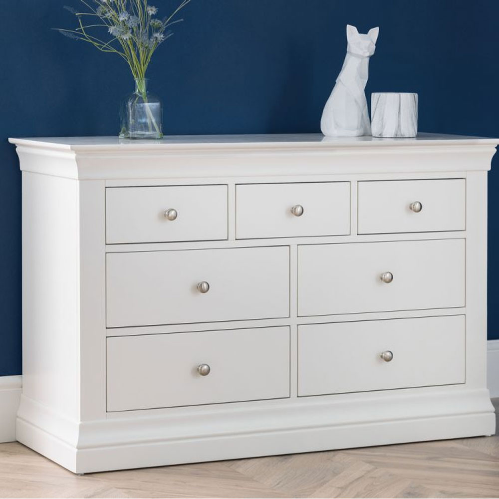 CASSIAN White Chest of Drawers - Large-sized, 7 Drawers - JB Collections