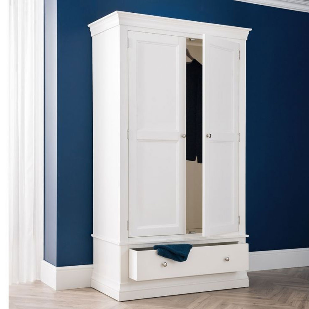 Wardrobe - CASSIAN 2 Door Wardrobe White 110cm - JB Collections