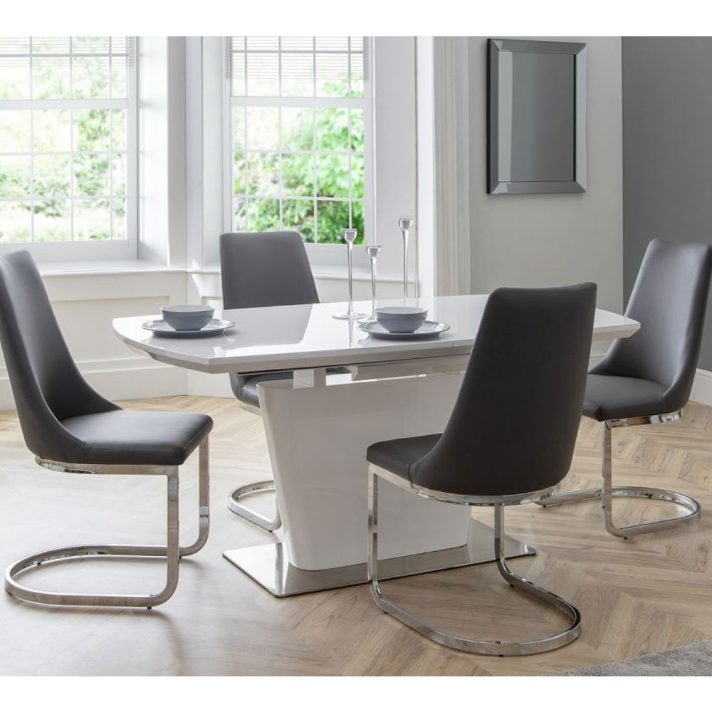 Como Modern Design High Gloss Extendable Dining Table - White - JB Collections