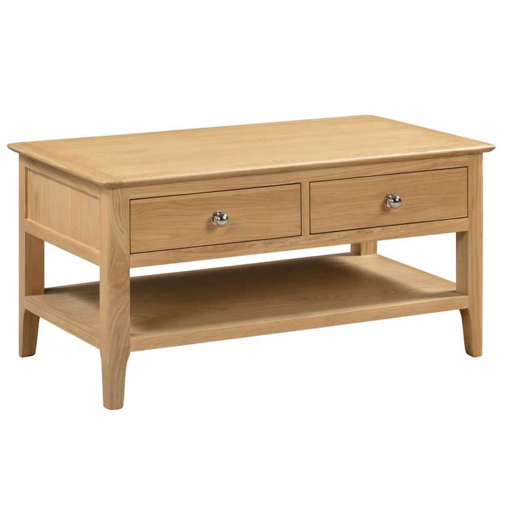 Cotswold 2 Drawers Coffee Table - Oak - JB Collections
