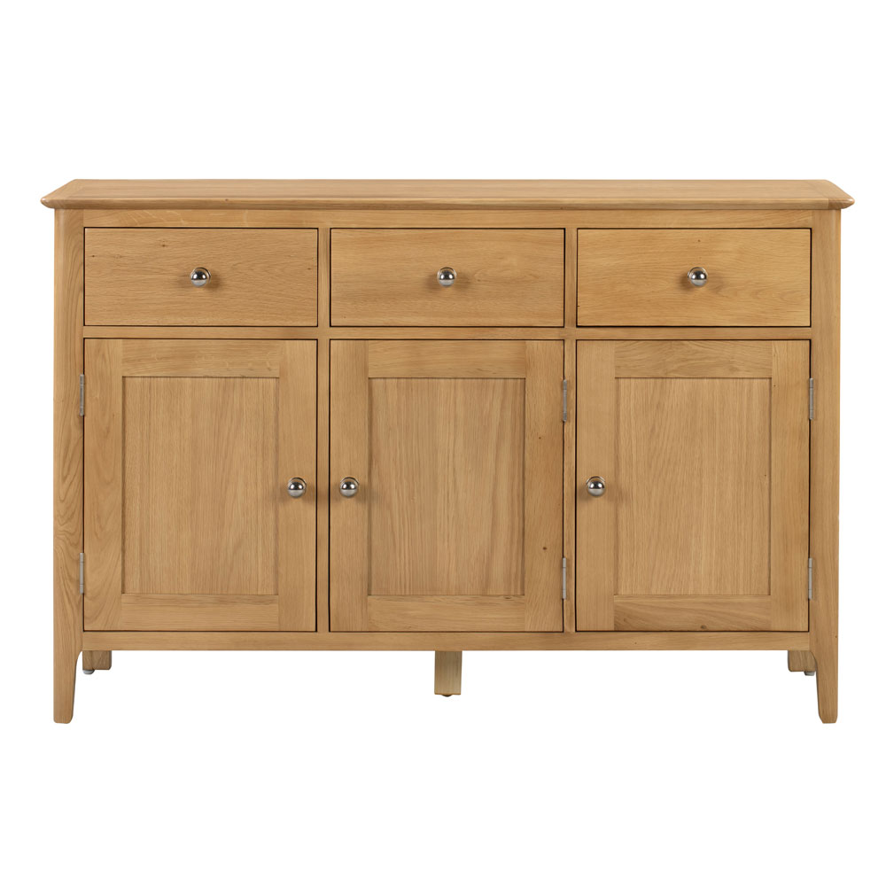 Cotswold Simple Design 3 Doors and Drawers Sideboard - Oak - JB Collections