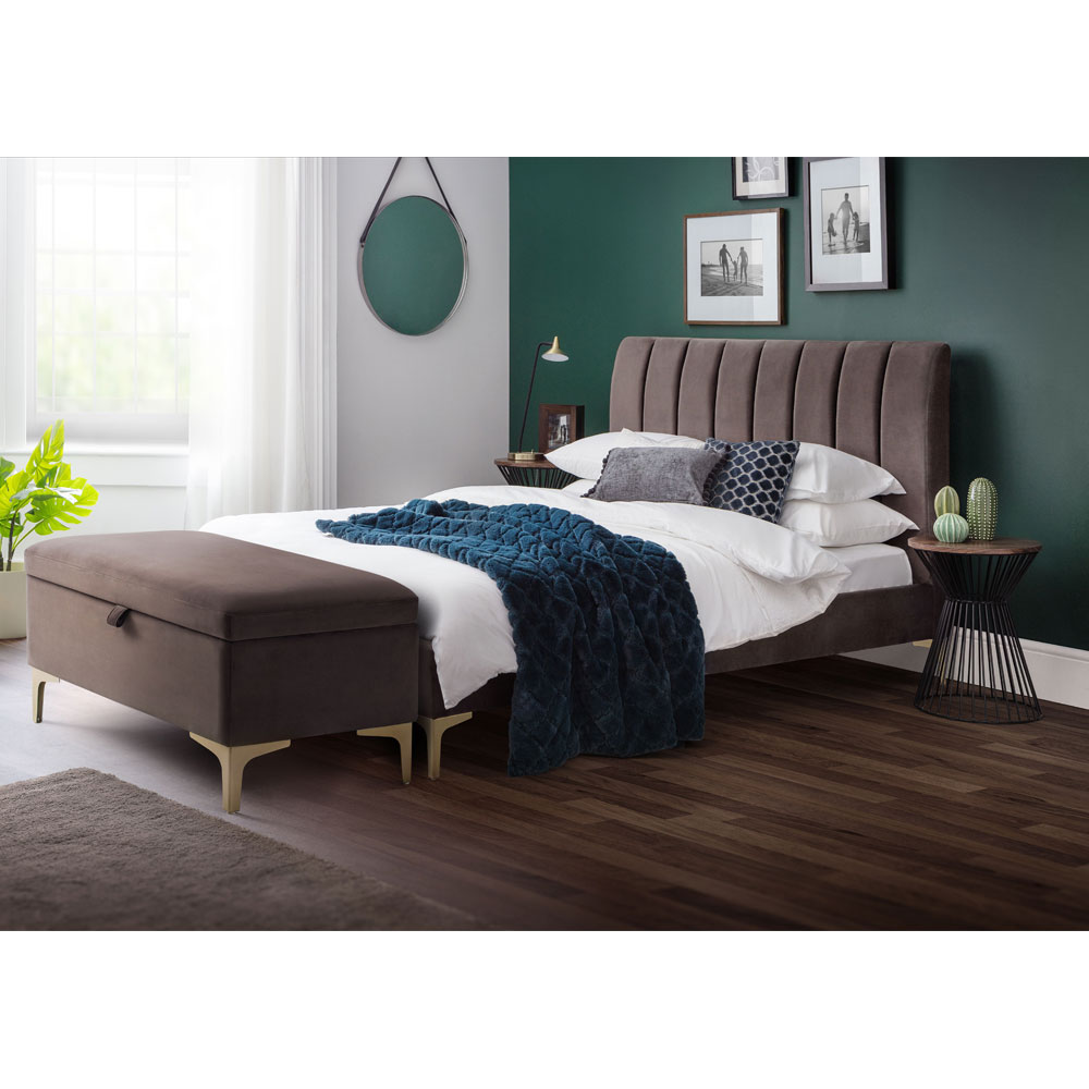 Deco Truffle Velvet Fabric With Metal Legs Blanket Storage Box - JB Collections