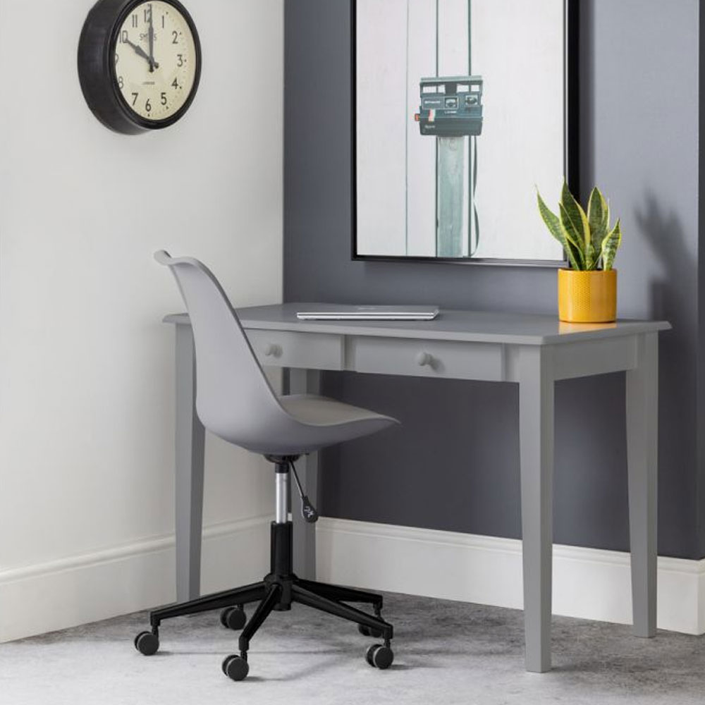 Erika PU Swivel Office Chair Grey Colour - Black Legs - JB Collections