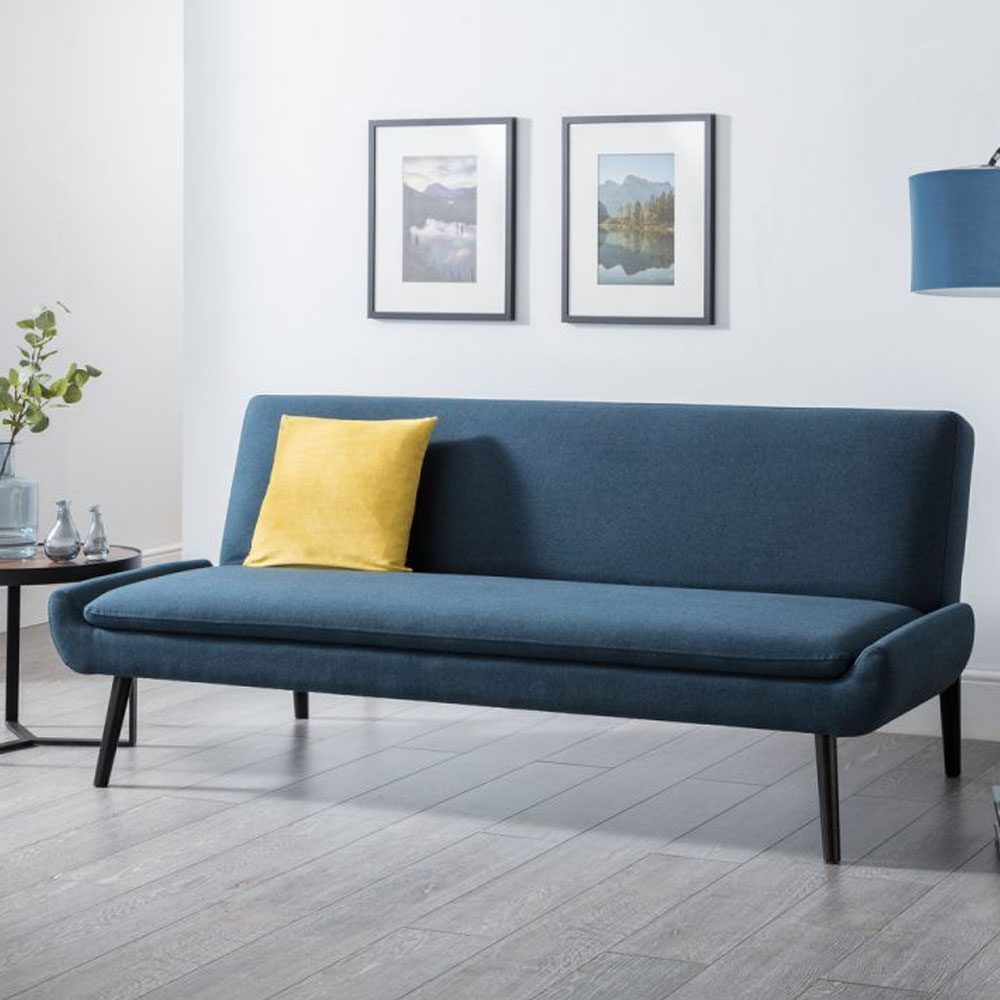 Gaudi Curled Linen Fabric 3 Seater Sofa Bed - Blue - JB Collections