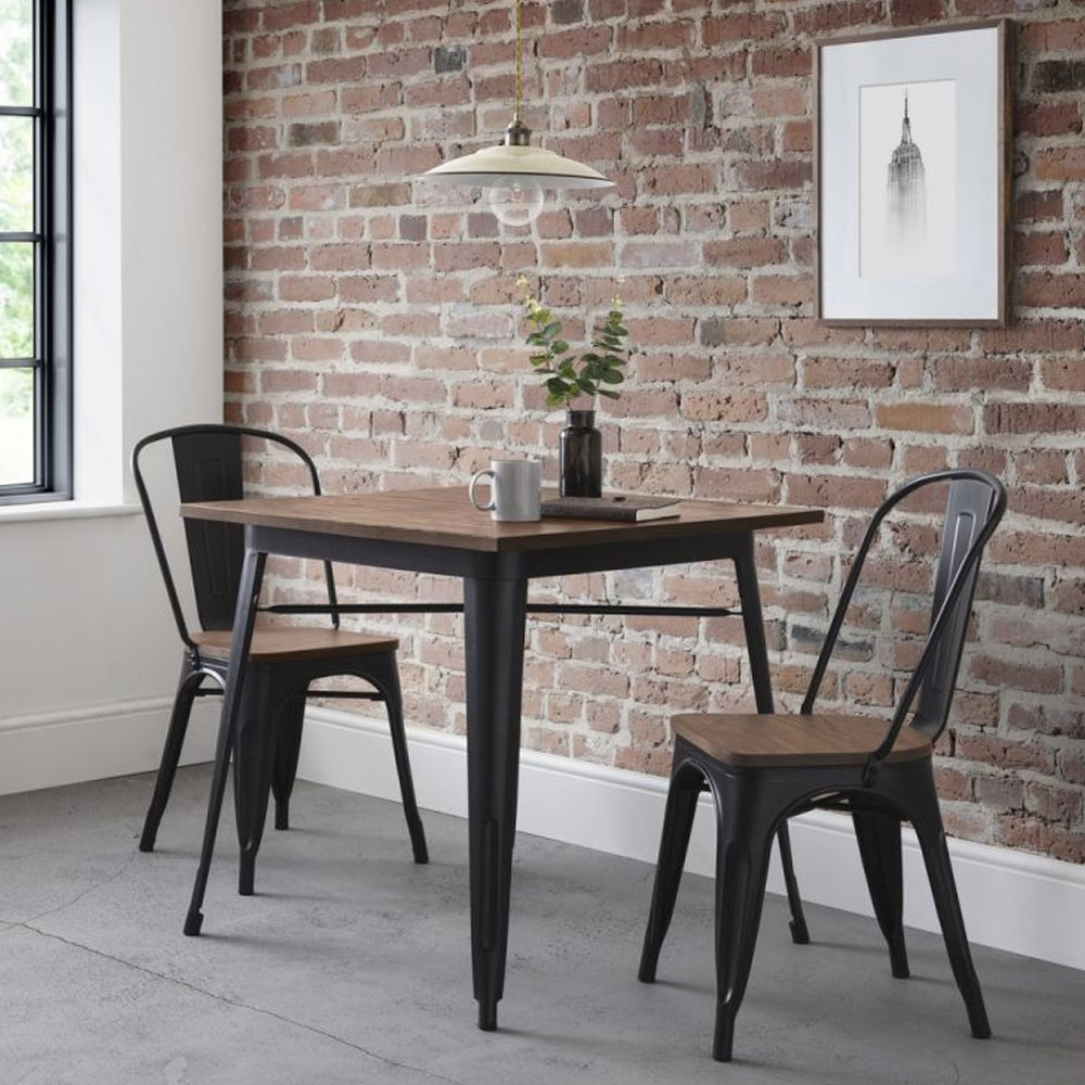 Grafton Solid Elm Wood Square Dining Table - Black - JB Collections