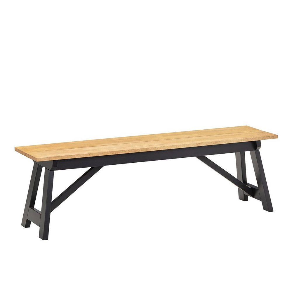 Hockley Black Painted Frame Dining Bench Black & Oak - JB Collections