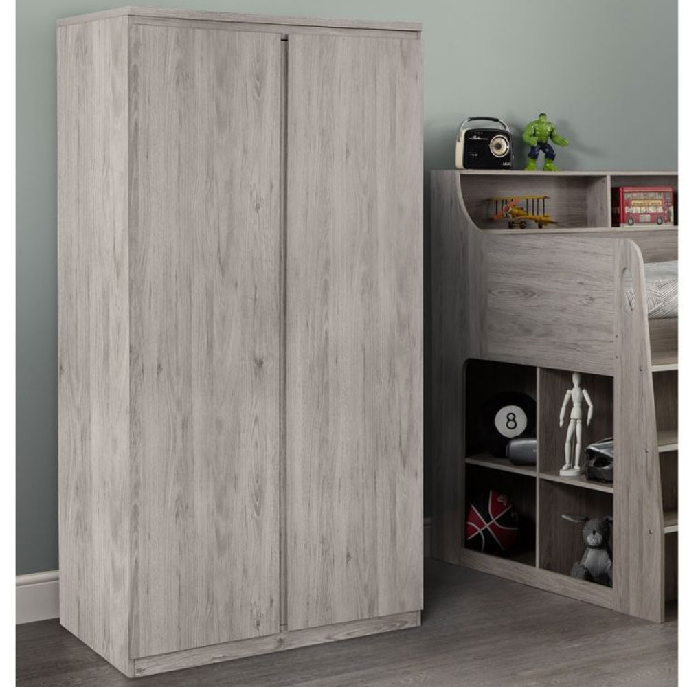 Wardrobe - JUNEAU 2 Door Wardrobe Grey Oak Effect 101cm - JB Collections