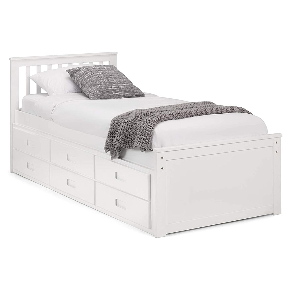 Maisie Captains Single Bed with Underbed and Drawers - White - JB Collections