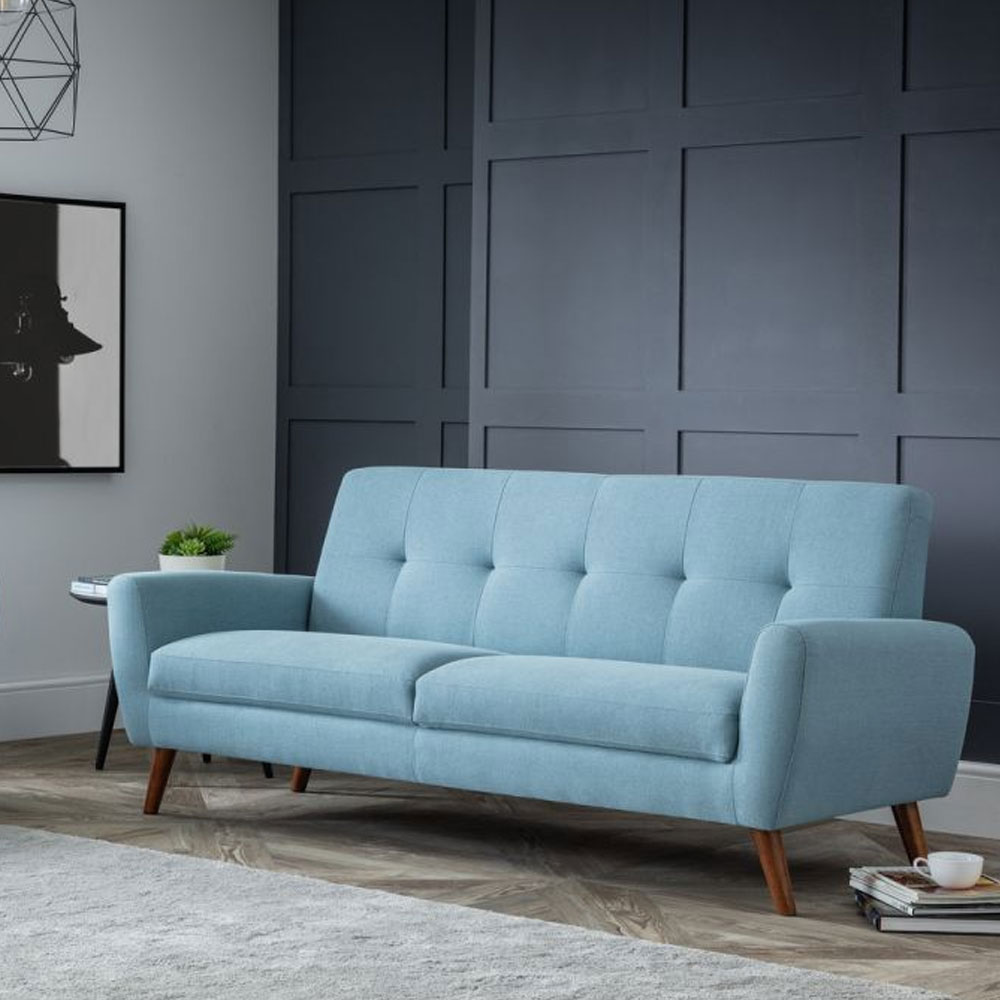 Monza Compact And Stylish 3 Seater Retro Sofa - Blue - JB Collections