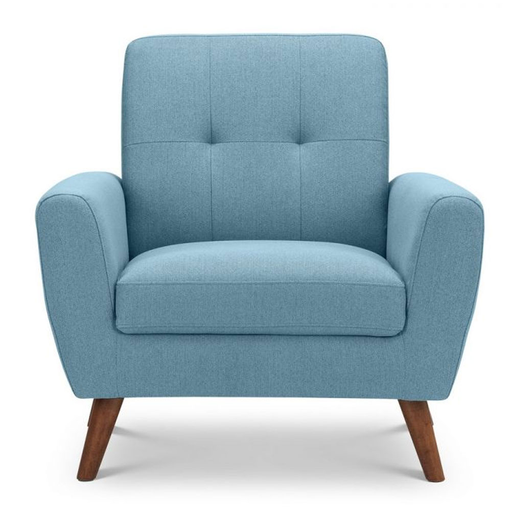 Monza Stylish Retro Linen Fabric Armchair - Blue - JB Collections