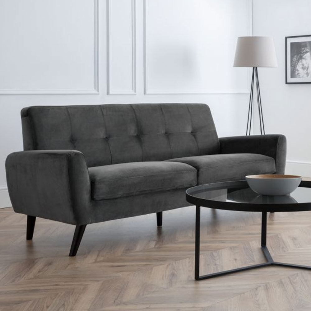Monza Compact 2 Seater Retro Sofa - Dark Grey - JB Collections