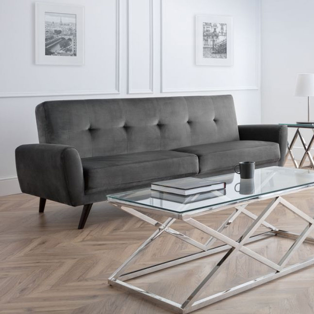 Monza Compact And Stylish 3 Seater Retro Sofa - Dark Grey - JB Collections