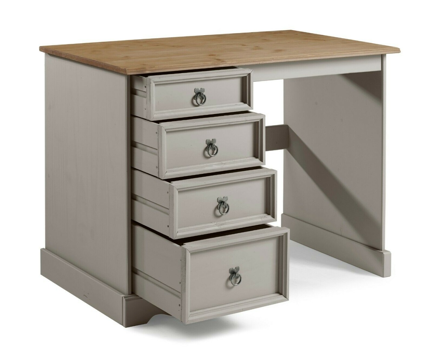 Dressing Table - CORONA 4 Drawer Dresser Grey Wax 105cm - Bedroom & More