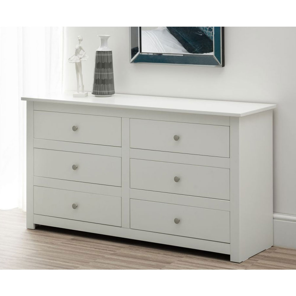 RAMSGATE White Chest of Drawers - Large-sized, 6 Drawers, Double - JB Collections