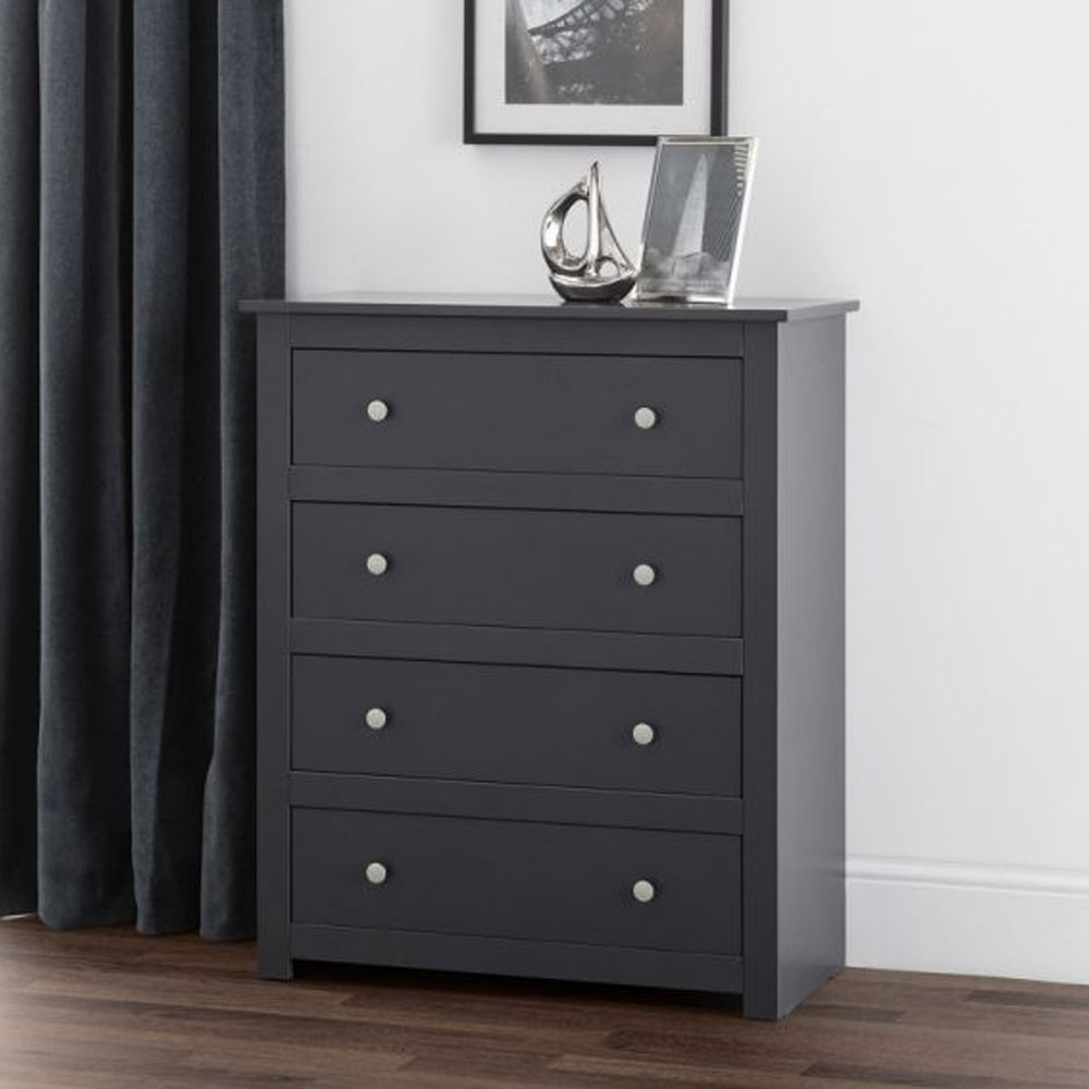 RAMSGATE Grey Chest of Drawers - Medium-sized, 4 Drawers - JB Collections