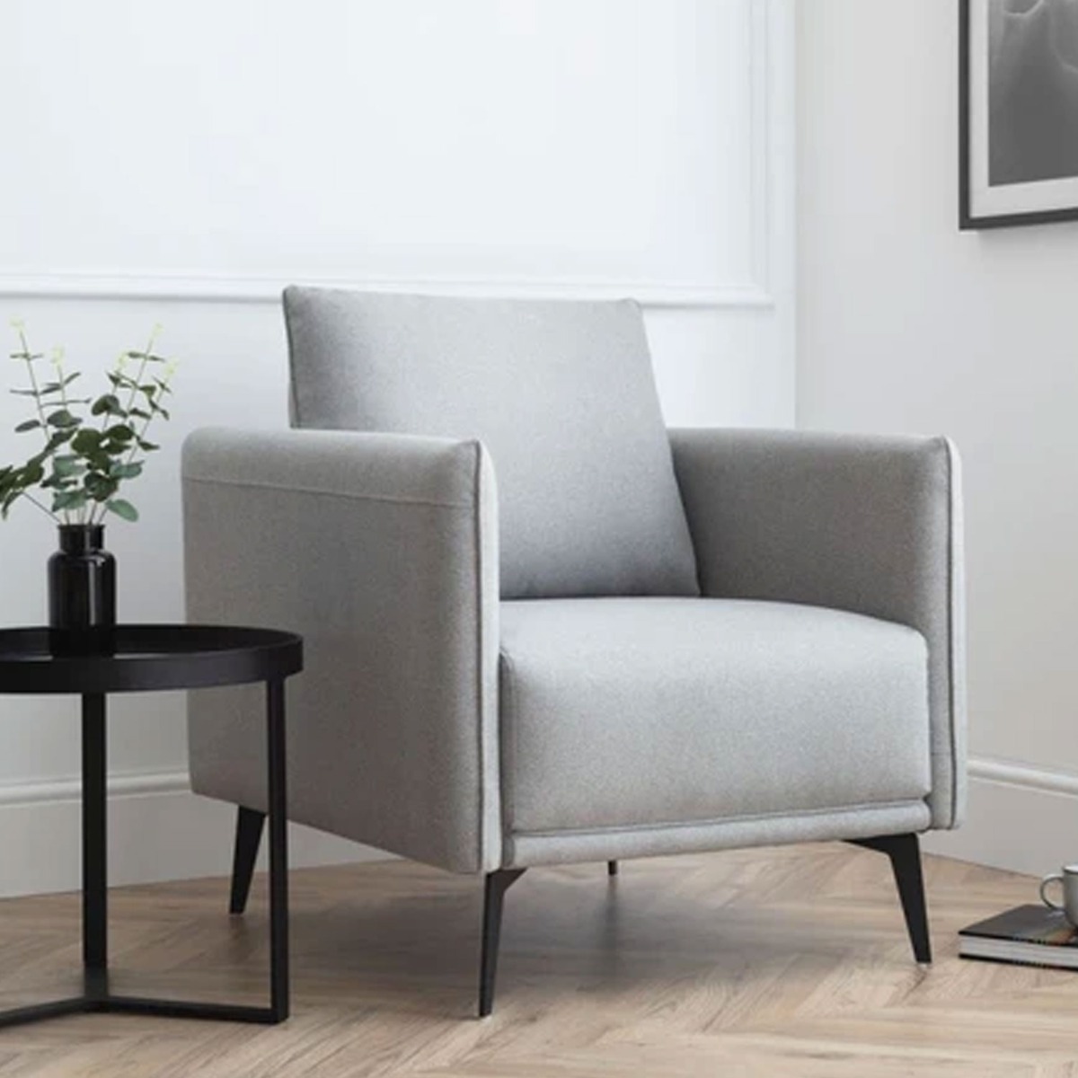 Rohe Upholstered Fabric Armchair - Platinum Effect - JB Collections
