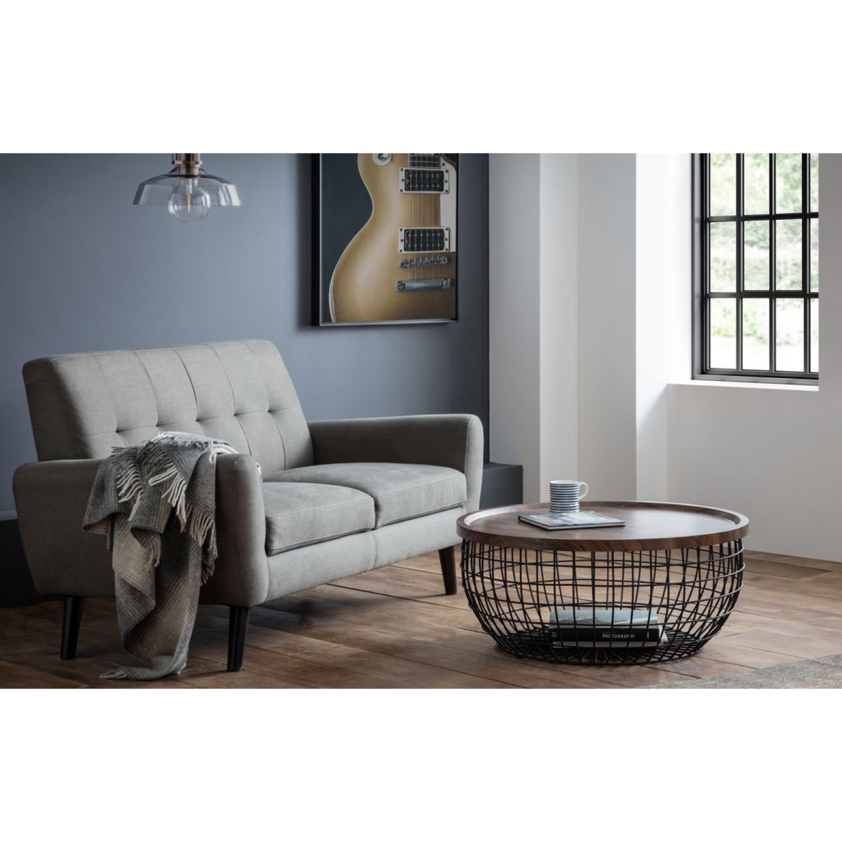Smithson Stylish Wire Frame Coffee Table - Walnut - JB Collections