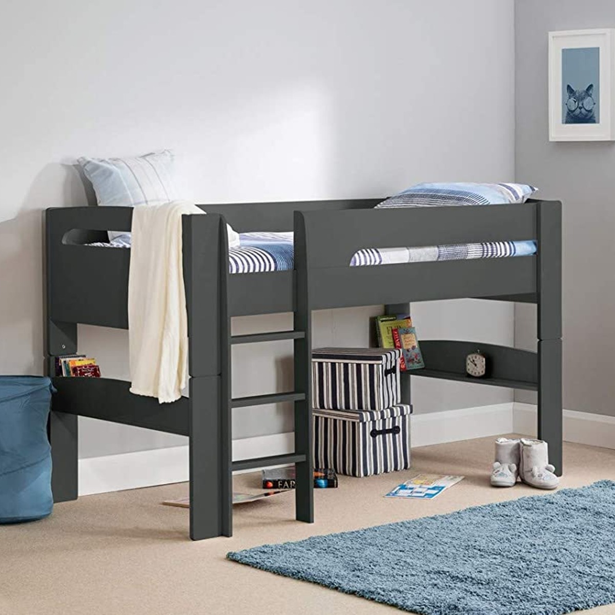 Pluto Sturdy And Stylish Mid-Sleeper - Anthracite - JB Collections