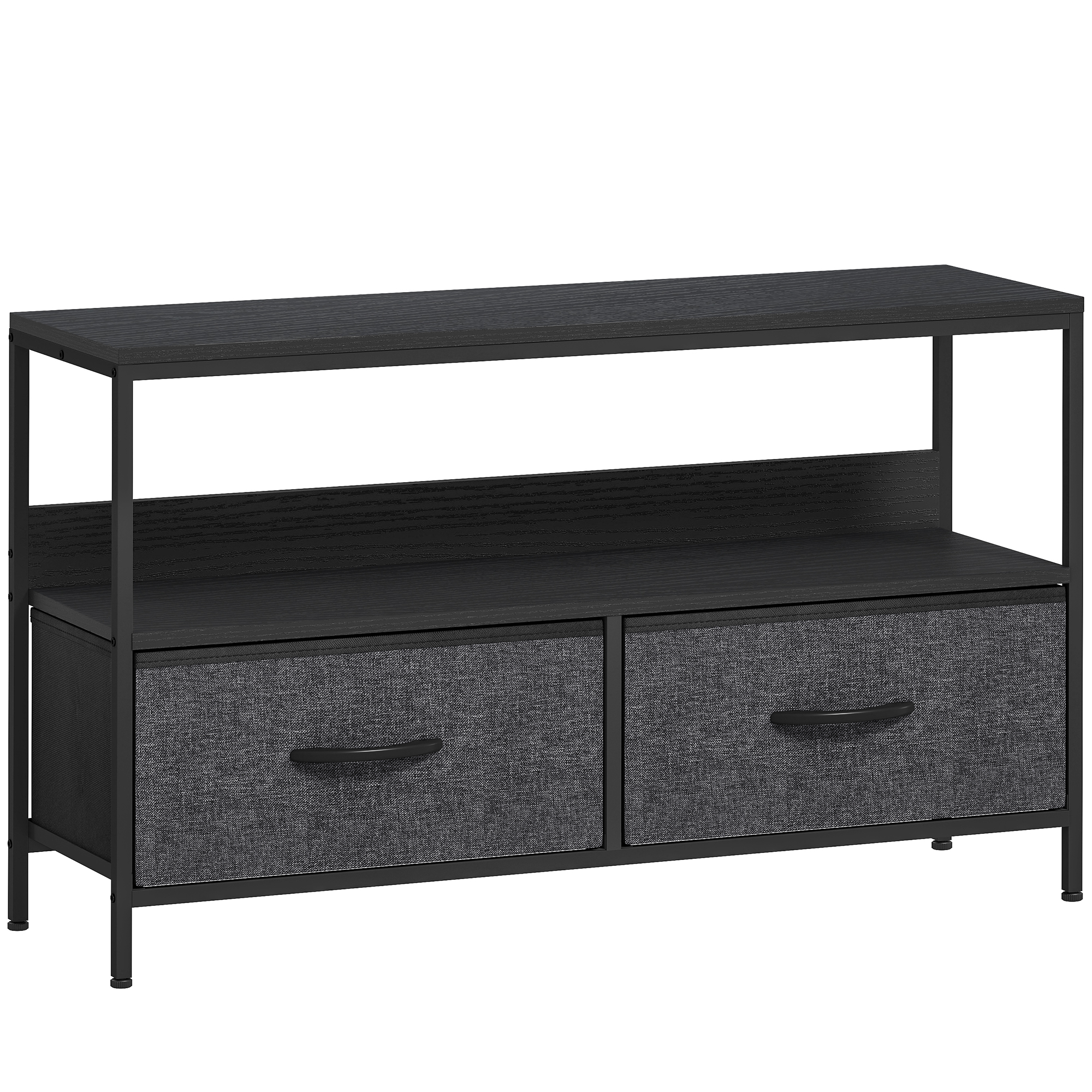 HERON TV Stand Cabinet with 2 Foldable Drawers Black - Life Essentials