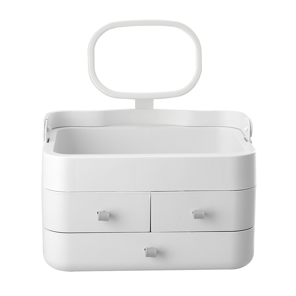 White Large Makeup Organizer with Mirror and Drawers - Daily Deals