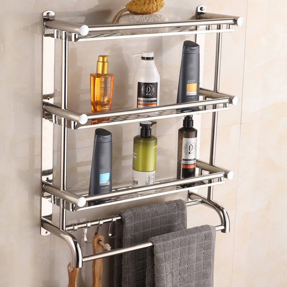 3-Tier Stainless Steel Bathroom Shelf Storage Toilet Shelf Organizer Wall Mounted - Daily Deals