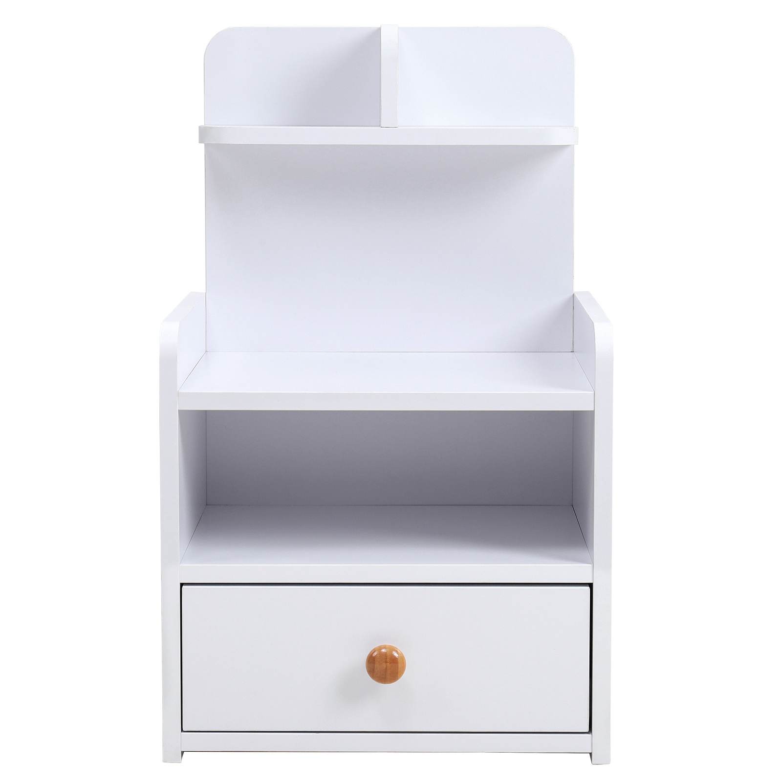 Wooden 1-Drawer Bedside Table Nightstand with a Shelf, White - Daily Deals