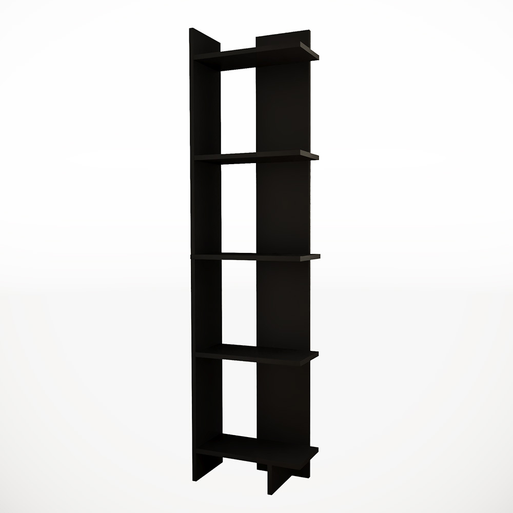 Industrial 5-Tier Corner Bookshelf Shelf Unit, Black