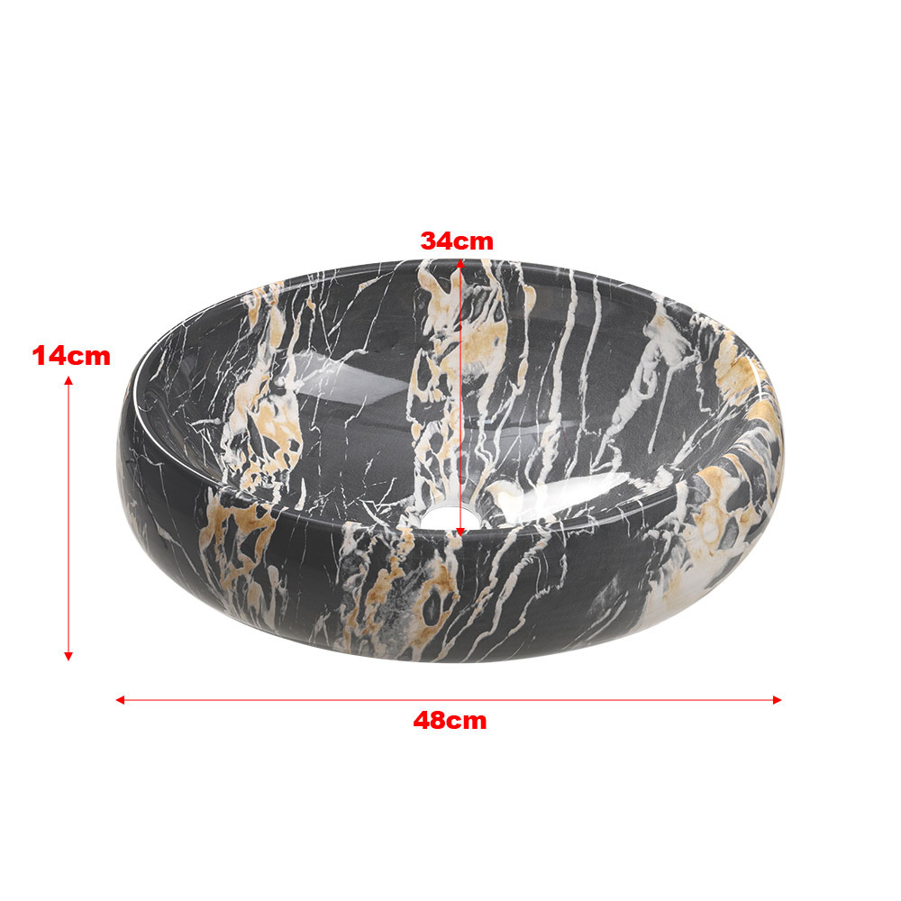 48cm W Ceramics Bathroom Sink Oval Vessel Sink With Drain Stopper - Daily Deals
