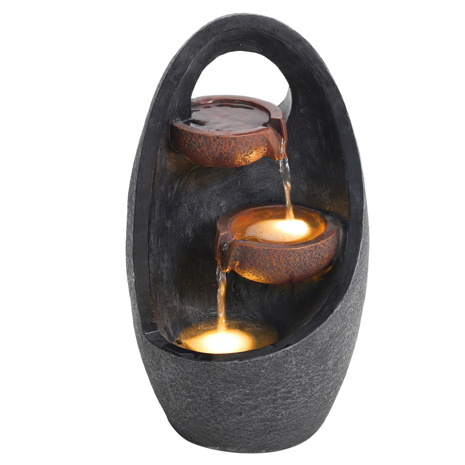 Garden Water Feature Fountain With LED Light Electric Pump Cascade Home Decor - Daily Deals